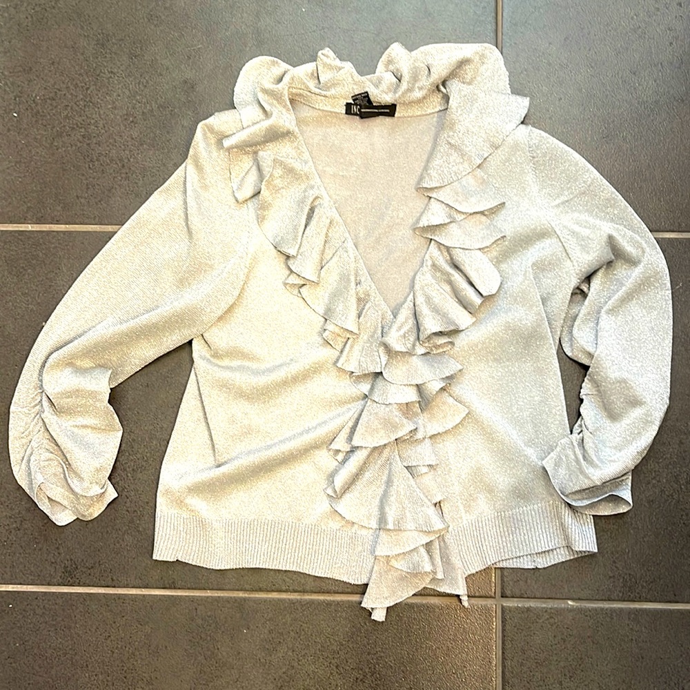 INC sweater ruffle metallic